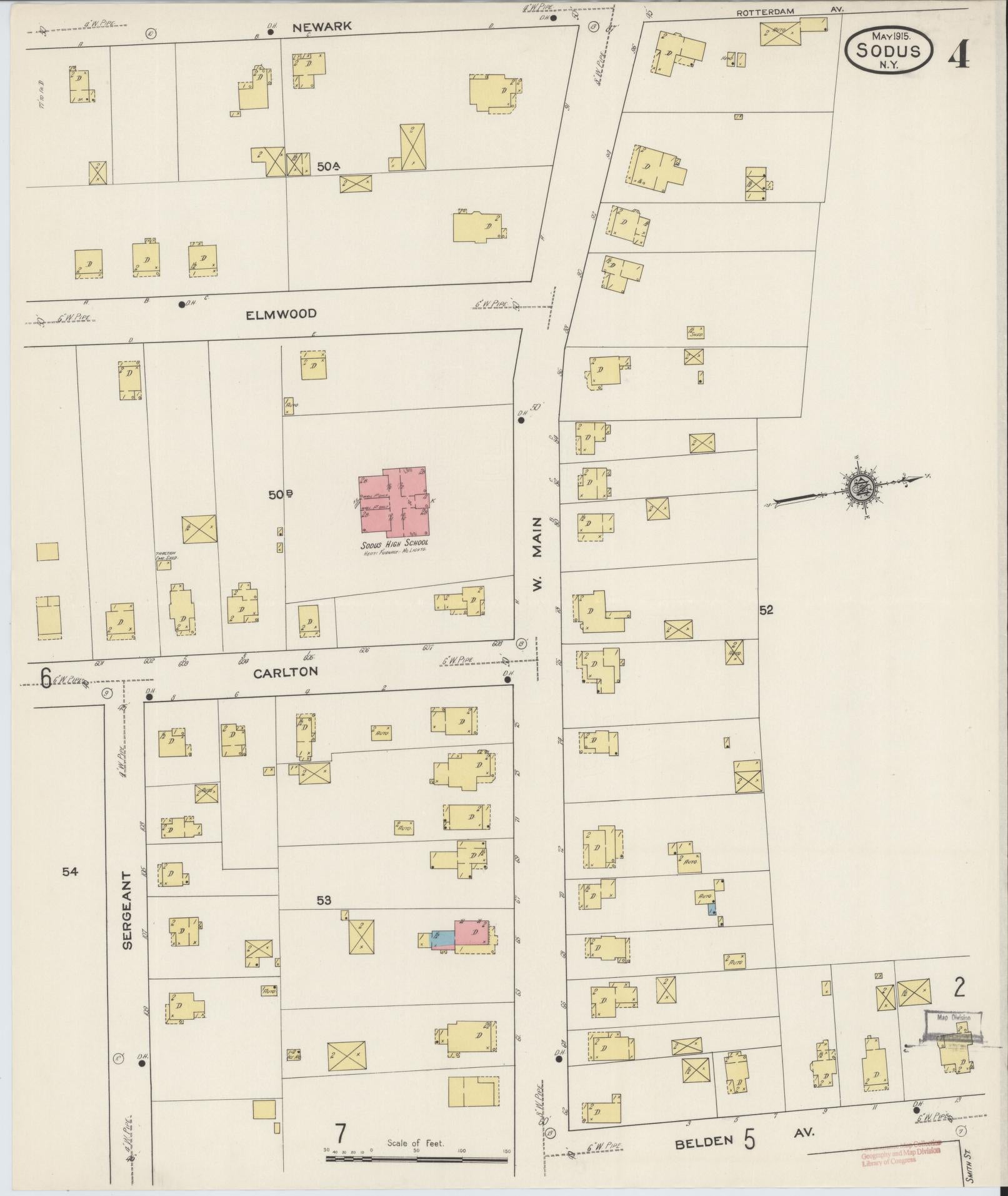 Sanborn Fire Insurance Map from Sodus, Wayne County, New York (1915), Sheet #0004 - Historic Sanborn Fire Insurance Map Print, vintage old map wall art, antique decor, genealogy gift, New York New York map
