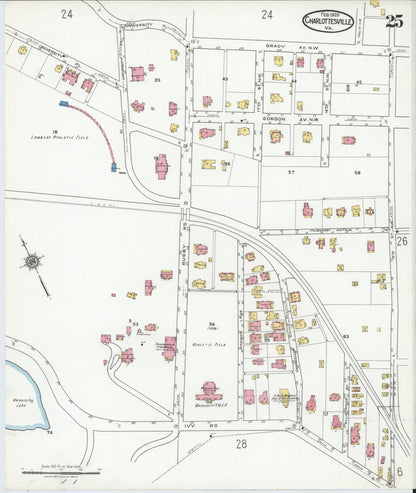 Sanborn Fire Insurance Map from Charlottesville, Independent Cities, Virginia (1920), Sheet #0025 - Complete Map Set gallery image, historic Sanborn map, vintage wall art, Virginia Virginia