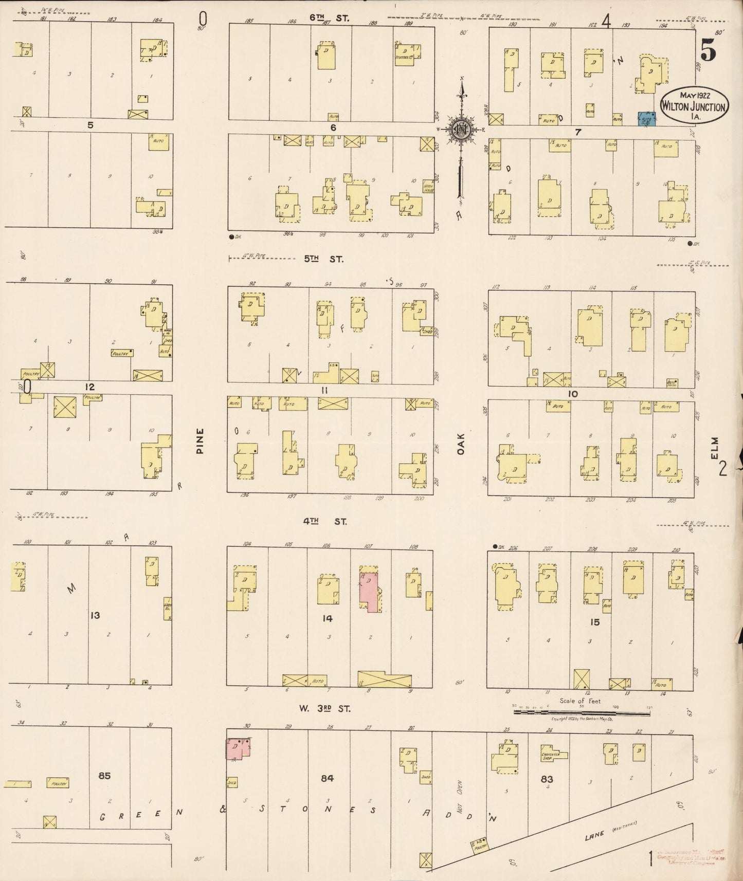 Sanborn Fire Insurance Map from Wilton Junction, Muscatine County, Iowa (1922), Sheet #0005 - Historic Sanborn Fire Insurance Map Print