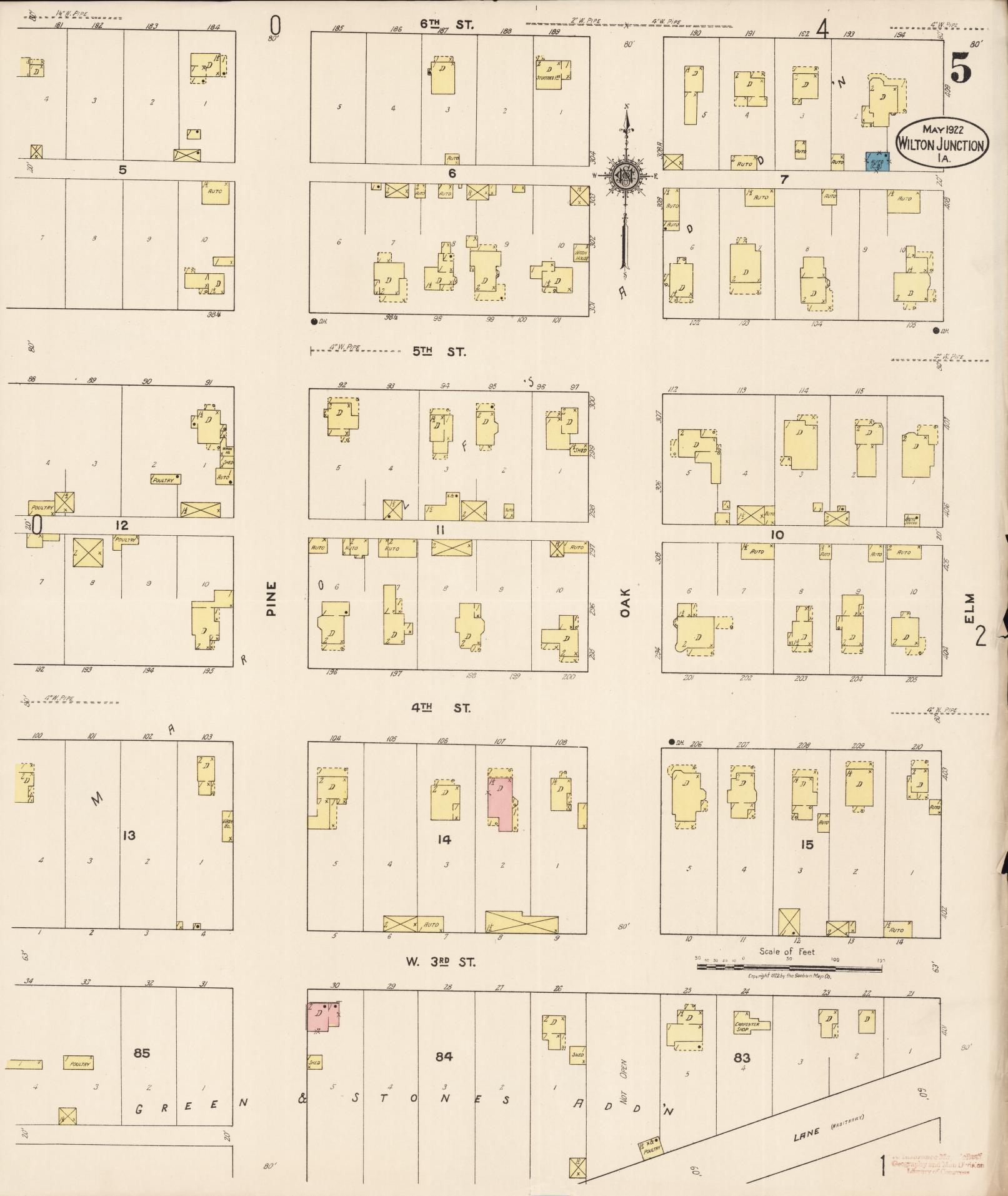 Sanborn Fire Insurance Map from Wilton Junction, Muscatine County, Iowa (1922), Sheet #0005 - Historic Sanborn Fire Insurance Map Print