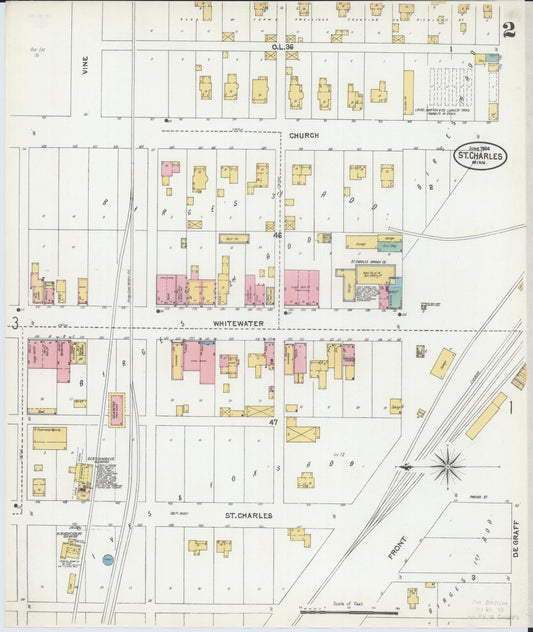 Sanborn Fire Insurance Map from Saint Charles, Winona County, Minnesota (1904), Sheet #0002 - Historic Sanborn Fire Insurance Map Print, vintage old map wall art, antique decor, genealogy gift, Minnesota Minnesota map