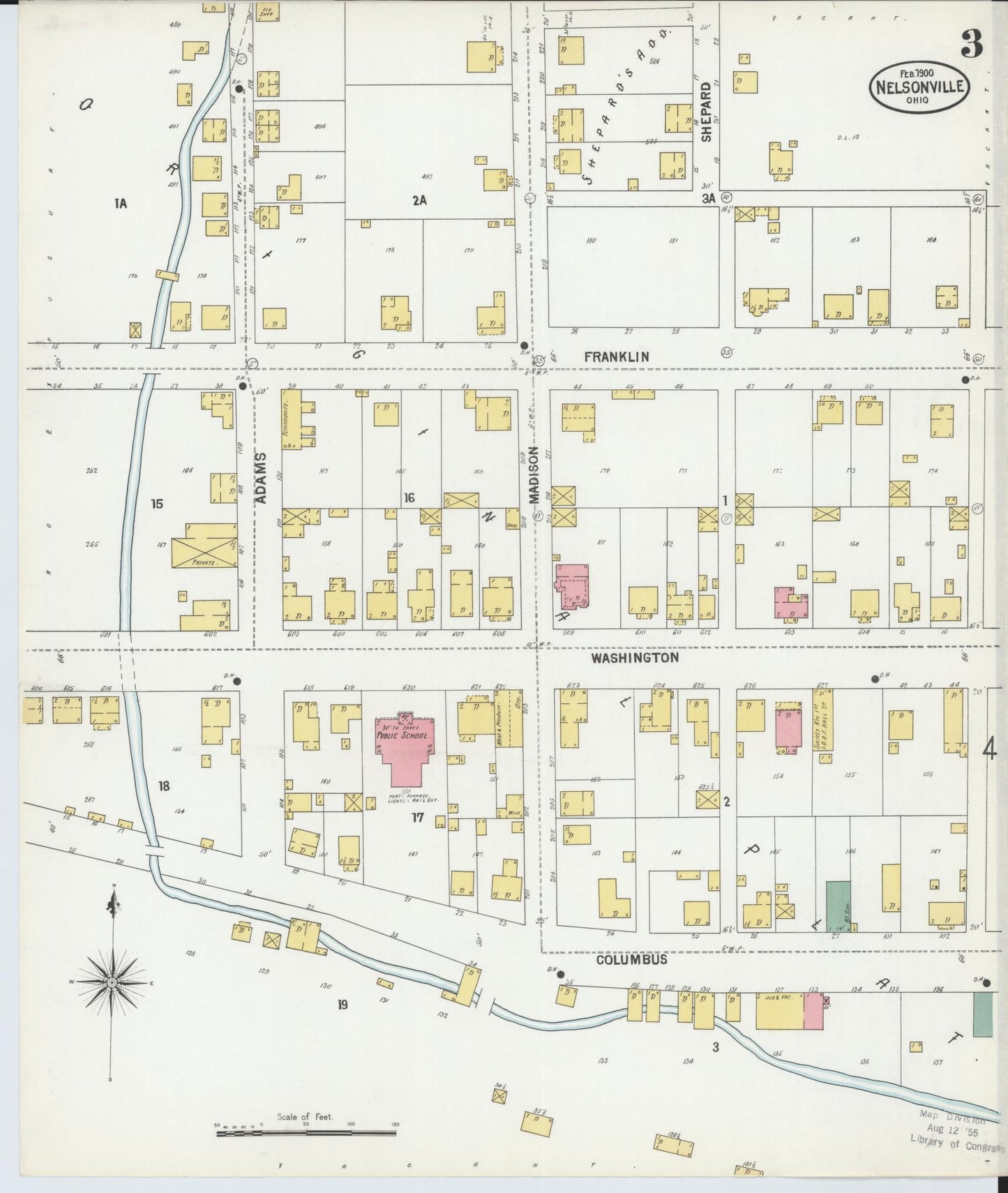 Sanborn Fire Insurance Map from Nelsonville, Athens County, Ohio (1900), Sheet #0003 - Complete Map Set gallery image, historic Sanborn map, vintage wall art, Ohio Ohio