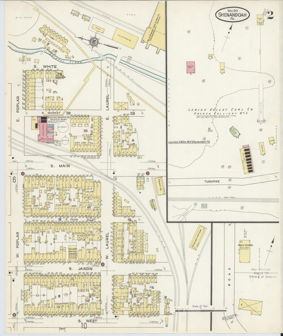 Sanborn Fire Insurance Map from Shenandoah, Schuylkill County, Pennsylvania (1913), Sheet #0002 - Historic Sanborn Fire Insurance Map Print, vintage old map wall art, antique decor, genealogy gift, Pennsylvania Pennsylvania map