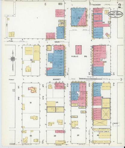 Sanborn Fire Insurance Map from Honey Grove, Fannin County, Texas (1921), Sheet #0002 - Complete Map Set gallery image, historic Sanborn map, vintage wall art, Texas Texas
