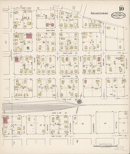 Sanborn Fire Insurance Map from Sweetwater, Nolan County, Texas (1922), Sheet #0010 - Complete Map Set gallery image, historic Sanborn map, vintage wall art, Texas Texas