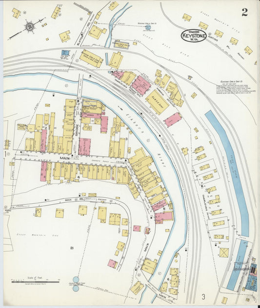 Sanborn Fire Insurance Map from Keystone, Mcdowell County, West Virginia (1918), Sheet #0002 - Historic Sanborn Fire Insurance Map Print, vintage old map wall art, antique decor, genealogy gift, West Virginia West Virginia map