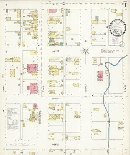 Sanborn Fire Insurance Map from Colville, Stevens County, Washington (1901), Sheet #0001 - Complete Map Set gallery image, historic Sanborn map, vintage wall art, Washington Washington