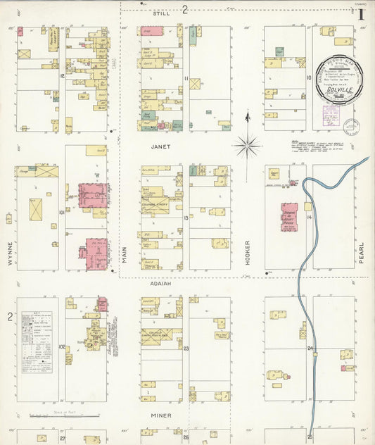 Sanborn Fire Insurance Map from Colville, Stevens County, Washington (1901), Sheet #0001 - Complete Map Set gallery image, historic Sanborn map, vintage wall art, Washington Washington