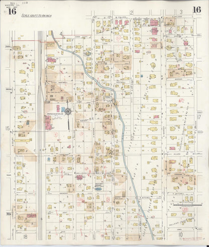 Sanborn Fire Insurance Map from Marion, Williamson County, Illinois (1946), Sheet #0016 - Historic Sanborn Fire Insurance Map Print, vintage old map wall art, antique decor, genealogy gift, Illinois Illinois map