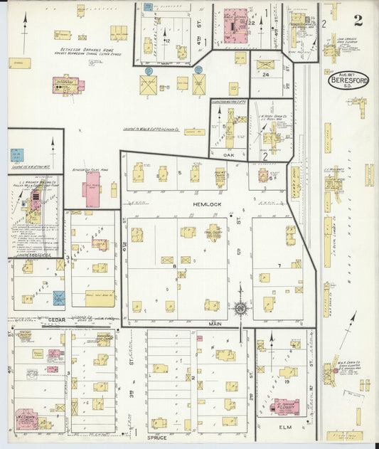 Sanborn Fire Insurance Map from Beresford, Union And Lincoln Counties, South Dakota (1917), Sheet #0002 - Historic Sanborn Fire Insurance Map Print, vintage old map wall art, antique decor, genealogy gift, South Dakota South Dakota map