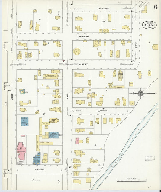 Sanborn Fire Insurance Map from Akron, Erie County, New York (1910), Sheet #0006 - Historic Sanborn Fire Insurance Map Print, vintage old map wall art, antique decor, genealogy gift, New York New York map