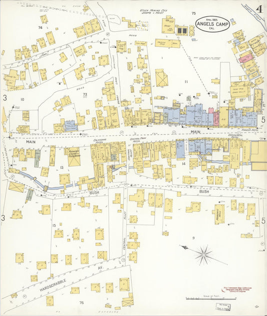 Sanborn Fire Insurance Map from Angels Camp, Calaveras County, California (1905), Sheet #0004 - Historic Sanborn Fire Insurance Map Print, vintage old map wall art, antique decor, genealogy gift, California California map