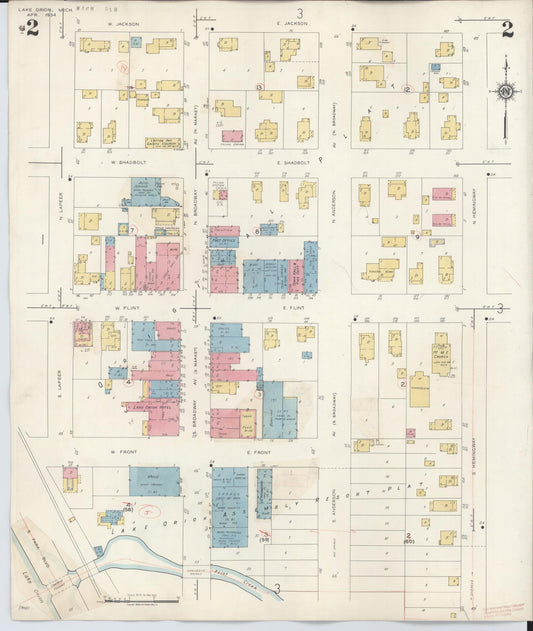 Sanborn Fire Insurance Map from Lake Orion, Oakland County, Michigan (1943), Sheet #0002 - Historic Sanborn Fire Insurance Map Print, vintage old map wall art, antique decor, genealogy gift, Michigan Michigan map