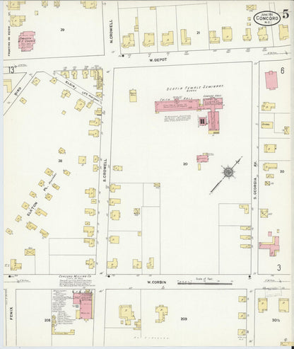 Sanborn Fire Insurance Map from Concord, Cabarrus County, North Carolina (1911), Sheet #0005 - Complete Map Set gallery image, historic Sanborn map, vintage wall art, North Carolina North Carolina