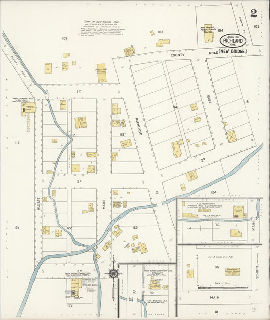 Sanborn Fire Insurance Map from Richland, Baker County, Oregon (1911), Sheet #0002 - Historic Sanborn Fire Insurance Map Print, vintage old map wall art, antique decor, genealogy gift, Oregon Oregon map