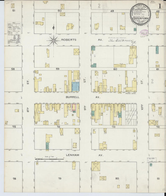 Sanborn Fire Insurance Map from Cooperstown, Griggs County, North Dakota (1893), Sheet #0001 - Complete Map Set gallery image, historic Sanborn map, vintage wall art, North Dakota North Dakota
