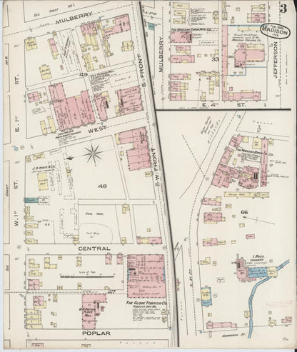 Sanborn Fire Insurance Map from Madison, Jefferson County, Indiana (1886), Sheet #0003 - Historic Sanborn Fire Insurance Map Print, vintage old map wall art, antique decor, genealogy gift, Indiana Indiana map