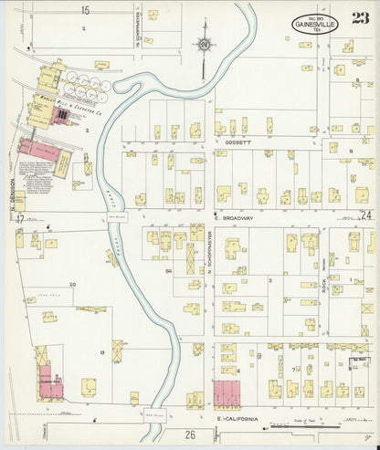 Sanborn Fire Insurance Map from Gainesville, Cooke County, Texas (1913), Sheet #0023 - Complete Map Set gallery image, historic Sanborn map, vintage wall art, Texas Texas