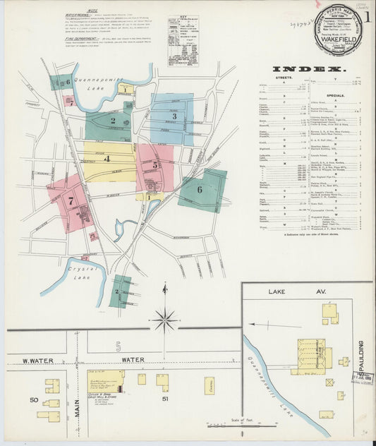 Sanborn Fire Insurance Map from Wakefield, Middlesex County, Massachusetts. (1892) – Historic Sanborn Fire Insurance Map Print