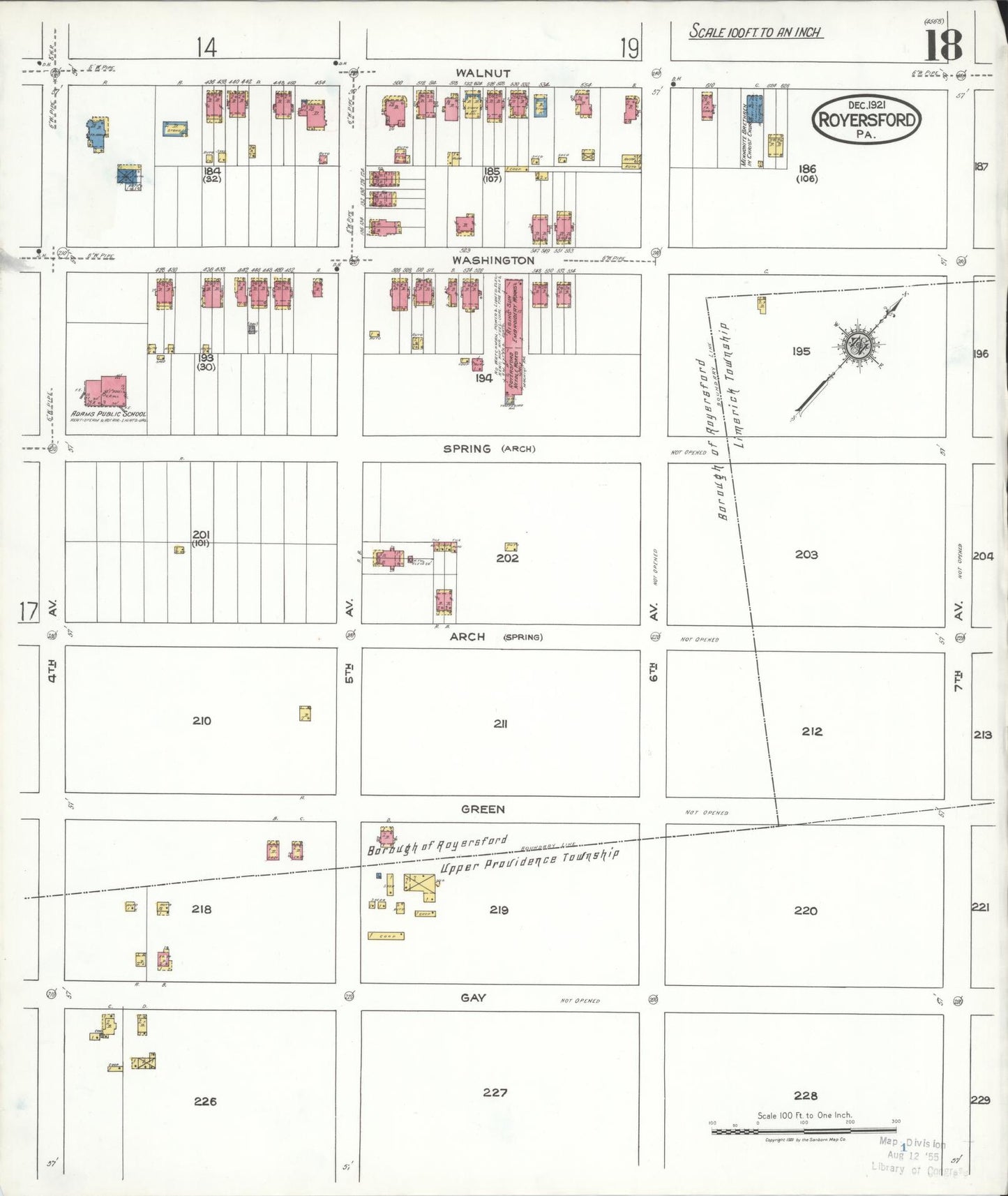 Sanborn Fire Insurance Map from Royersford, Montgomery County, Pennsylvania (1921), Sheet #0018 - Complete Map Set gallery image, historic Sanborn map, vintage wall art, Pennsylvania Pennsylvania