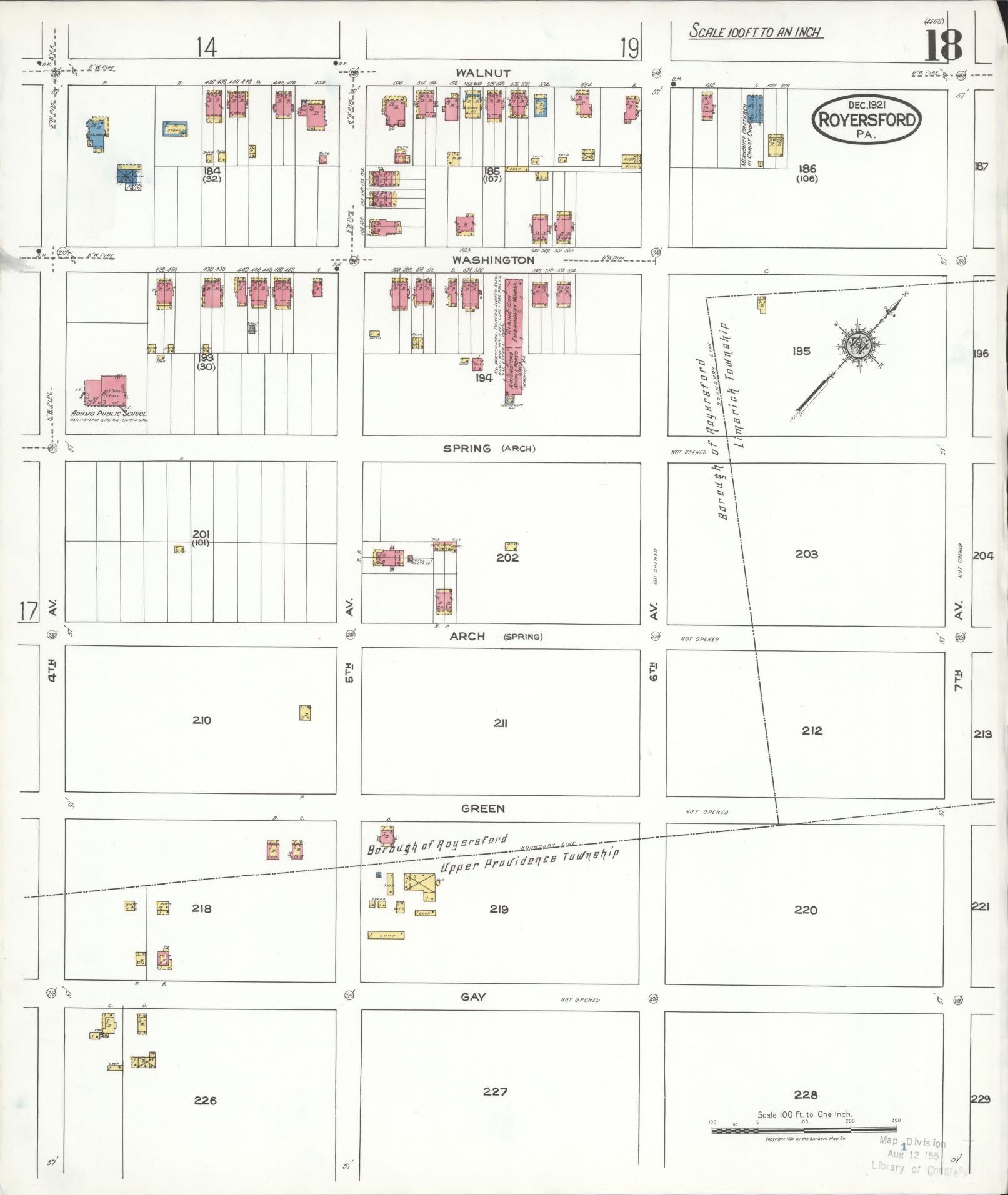 Sanborn Fire Insurance Map from Royersford, Montgomery County, Pennsylvania (1921), Sheet #0018 - Complete Map Set gallery image, historic Sanborn map, vintage wall art, Pennsylvania Pennsylvania