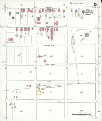Sanborn Fire Insurance Map from Royersford, Montgomery County, Pennsylvania (1921), Sheet #0018 - Complete Map Set gallery image, historic Sanborn map, vintage wall art, Pennsylvania Pennsylvania