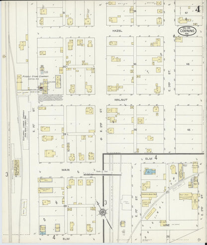 Sanborn Fire Insurance Map from Corning, Clay County, Arkansas (1914), Sheet #0004 - Complete Map Set gallery image, historic Sanborn map, vintage wall art, Arkansas Arkansas