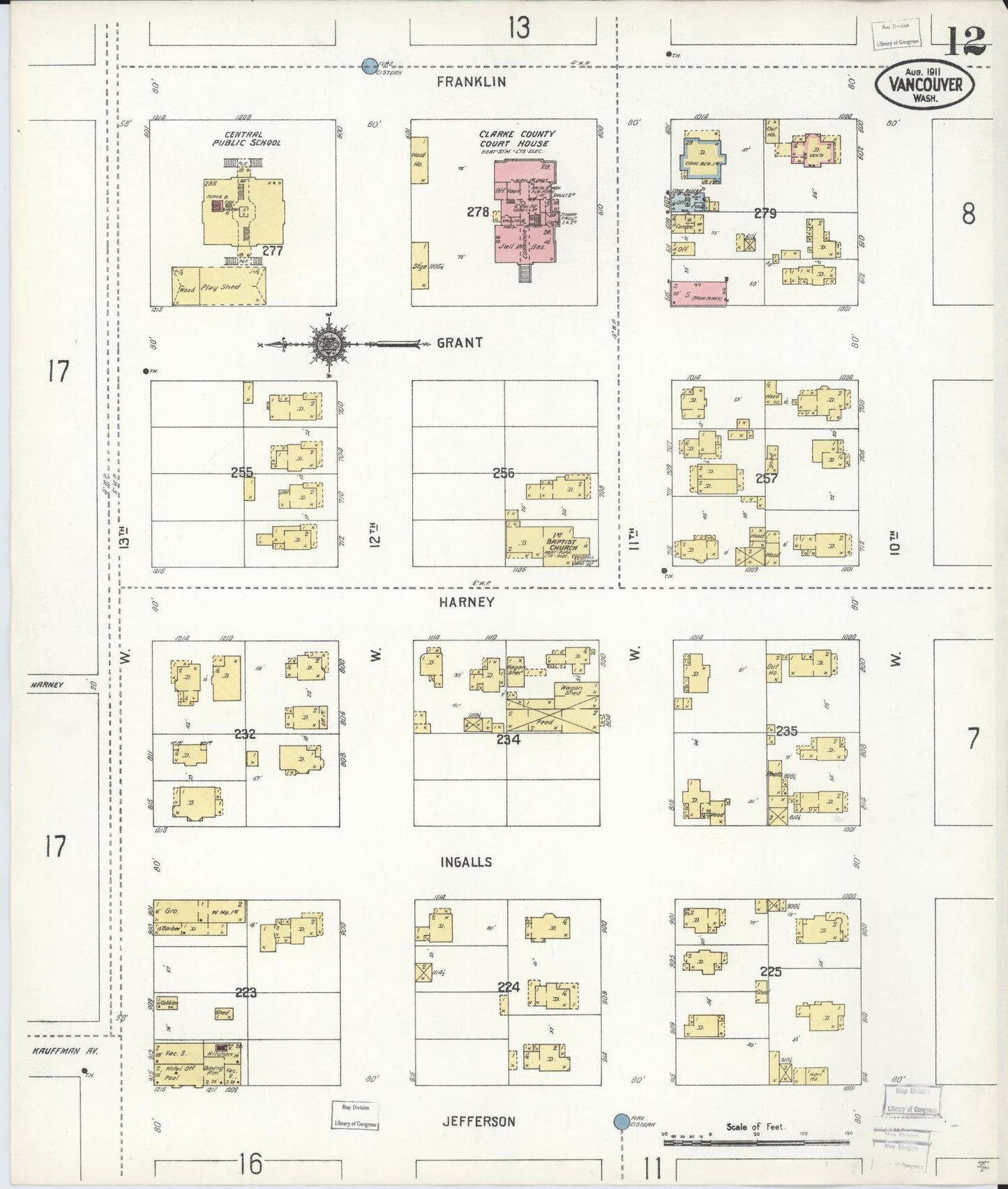 Sanborn Fire Insurance Map from Vancouver, Clark County, Washington (1911), Sheet #0012 - Complete Map Set gallery image, historic Sanborn map, vintage wall art, Washington Washington