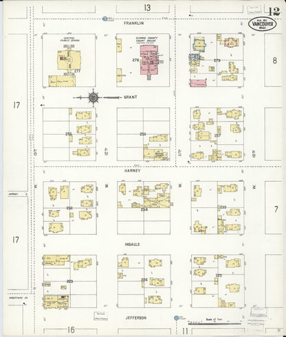 Sanborn Fire Insurance Map from Vancouver, Clark County, Washington (1911), Sheet #0012 - Complete Map Set gallery image, historic Sanborn map, vintage wall art, Washington Washington