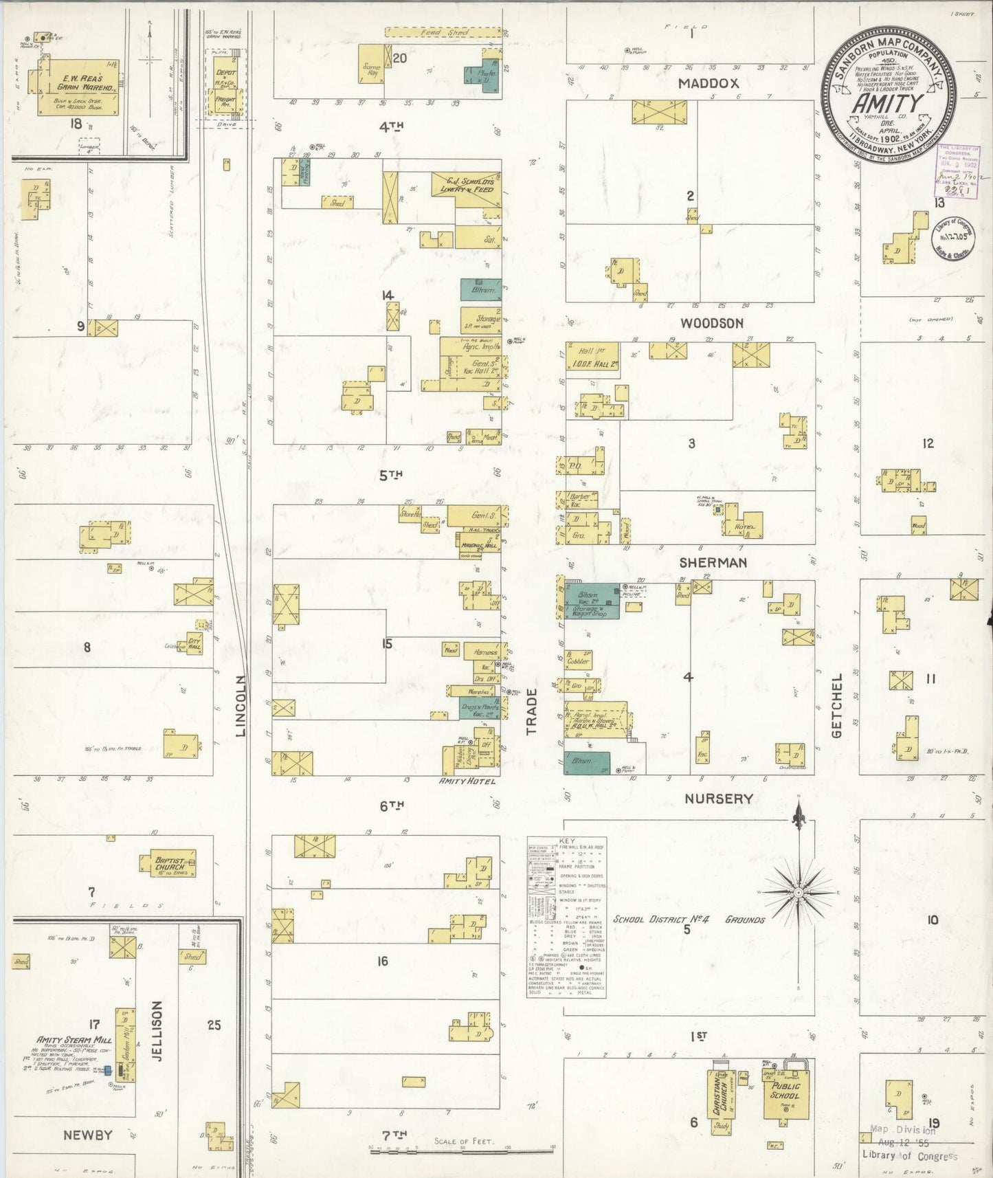 Sanborn Fire Insurance Map from Amity, Yamhill County, Oregon (1902), Sheet #0001 - Historic Sanborn Fire Insurance Map Print, vintage old map wall art, antique decor, genealogy gift, Oregon Oregon map