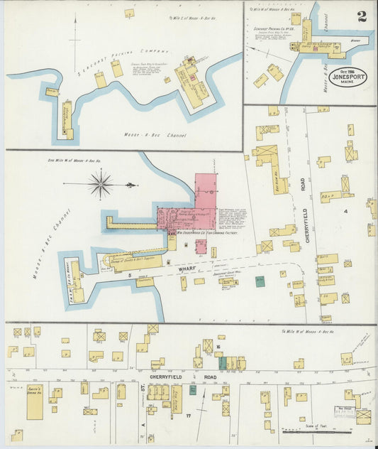 Sanborn Fire Insurance Map from Jonesport, Washington County, Maine (1906), Sheet #0002 - Historic Sanborn Fire Insurance Map Print, vintage old map wall art, antique decor, genealogy gift, Maine Maine map