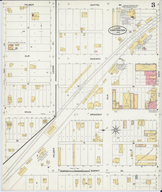 Sanborn Fire Insurance Map from Hartington, Cedar County, Nebraska (1904), Sheet #0003 - Historic Sanborn Fire Insurance Map Print, vintage old map wall art, antique decor, genealogy gift, Nebraska Nebraska map