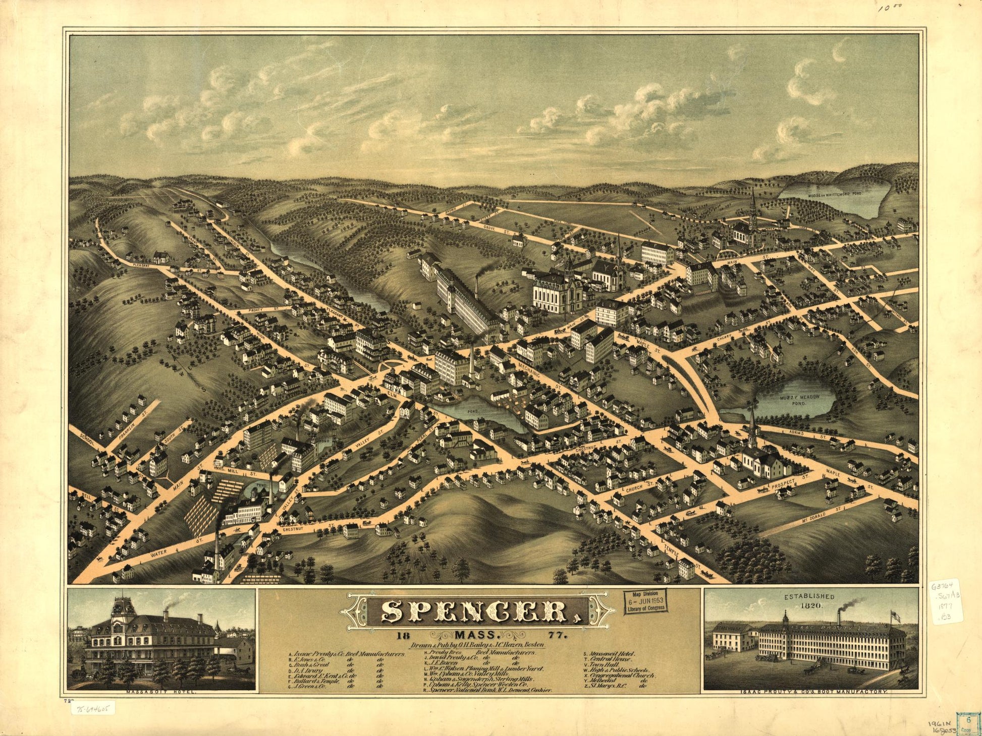 Spencer, Mass. 1877. (1877) – Historic Bird’s-Eye View Panorama Print