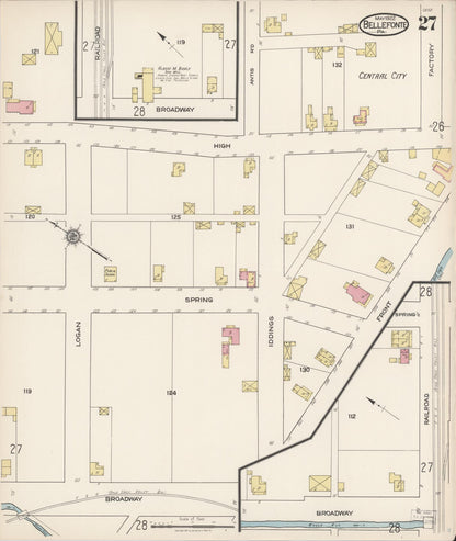 Sanborn Fire Insurance Map from Bellefonte, Centre County, Pennsylvania (1922), Sheet #0027 - Historic Sanborn Fire Insurance Map Print, vintage old map wall art, antique decor, genealogy gift, Pennsylvania Pennsylvania map