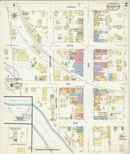 Sanborn Fire Insurance Map from Darlington, Lafayette County, Wisconsin (1908), Sheet #0002 - Historic Sanborn Fire Insurance Map Print, vintage old map wall art, antique decor, genealogy gift, Wisconsin Wisconsin map
