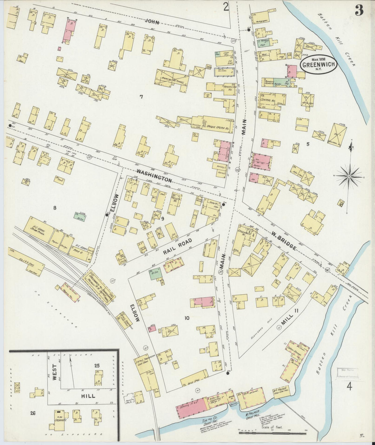Sanborn Fire Insurance Map from Greenwich, Washington County, New York (1898), Sheet #0003 - Complete Map Set gallery image, historic Sanborn map, vintage wall art, New York New York