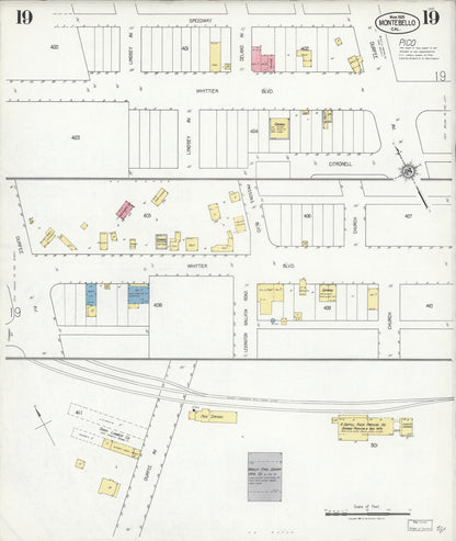 Sanborn Fire Insurance Map from Montebello, Los Angeles County, California (1925), Sheet #0019 - Complete Map Set gallery image, historic Sanborn map, vintage wall art, California California