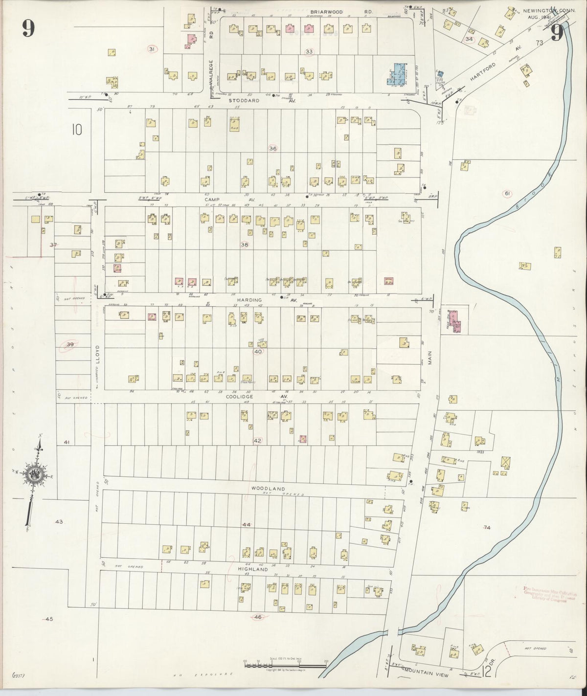 Sanborn Fire Insurance Map from Newington, Hartford County, Connecticut (1947), Sheet #0009 - Complete Map Set gallery image, historic Sanborn map, vintage wall art, Connecticut Connecticut