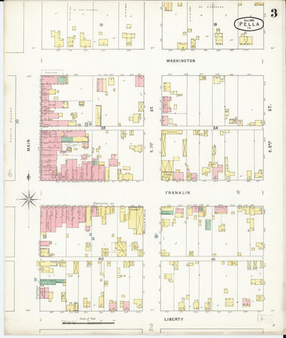 Sanborn Fire Insurance Map from Pella, Marion County, Iowa (1895), Sheet #0003 - Historic Sanborn Fire Insurance Map Print, vintage old map wall art