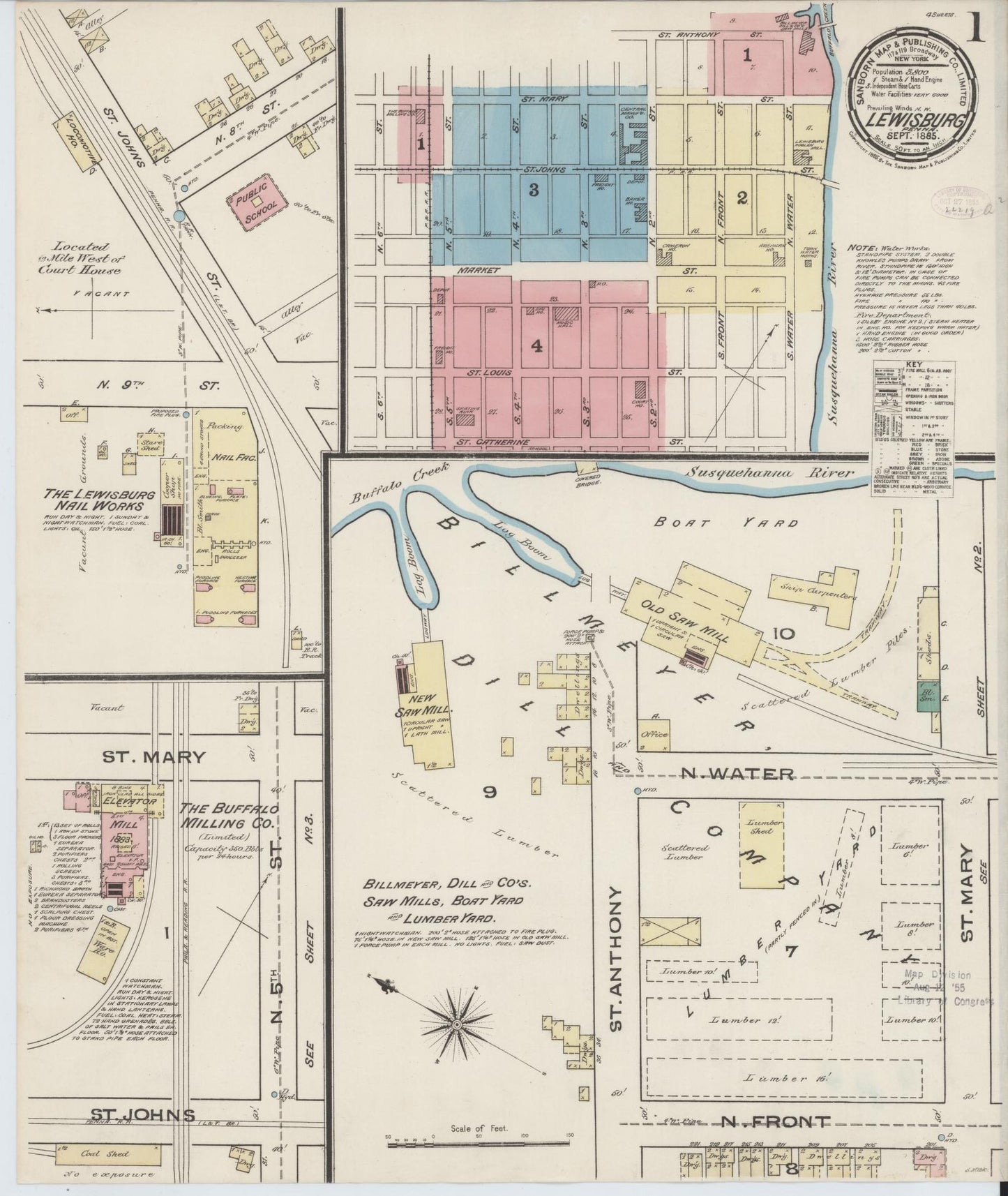 Sanborn Fire Insurance Map from Lewisburg, Union County, Pennsylvania. (1885) – Historic Sanborn Fire Insurance Map Print
