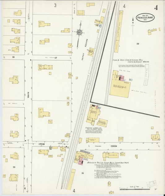 Sanborn Fire Insurance Map from Princess Anne, Somerset County, Maryland (1911), Sheet #0004 - Historic Sanborn Fire Insurance Map Print, vintage old map wall art, antique decor, genealogy gift, Maryland Maryland map