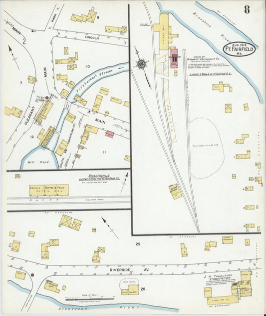 Sanborn Fire Insurance Map from Fort Fairfield, Aroostook County, Maine (1919), Sheet #0008 - Historic Sanborn Fire Insurance Map Print, vintage old map wall art, antique decor, genealogy gift, Maine Maine map