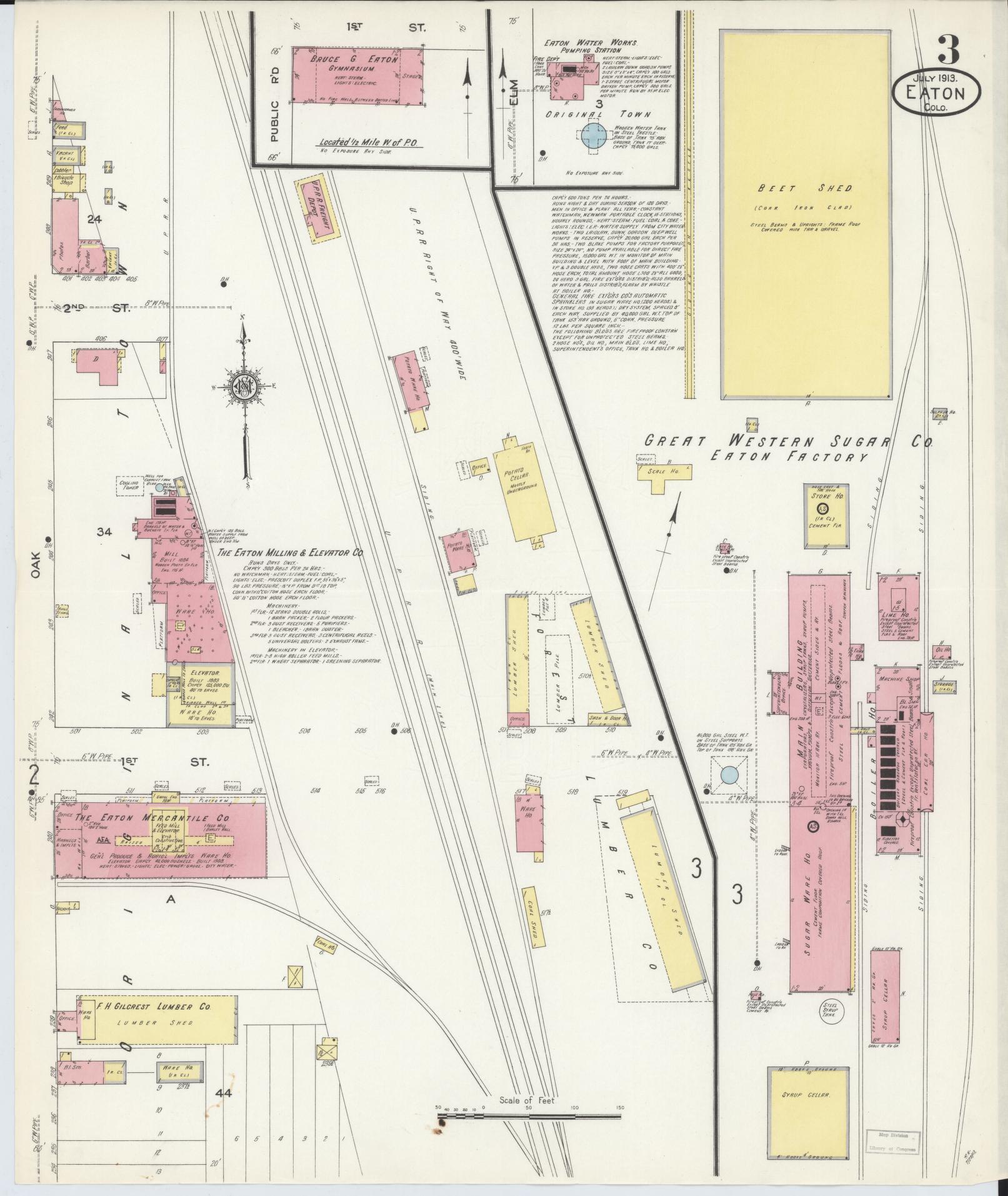 Sanborn Fire Insurance Map from Eaton, Weld County, Colorado (1913), Sheet #0003 - Historic Sanborn Fire Insurance Map Print, vintage old map wall art, antique decor, genealogy gift, Colorado Colorado map