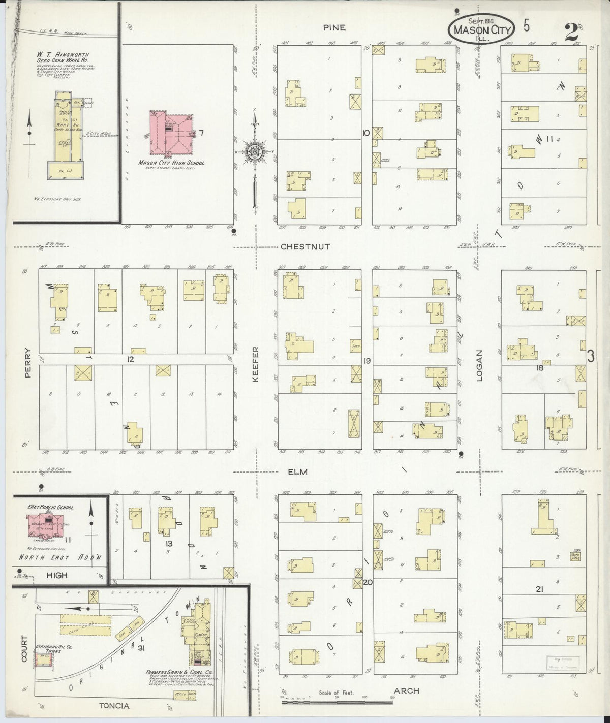 Sanborn Fire Insurance Map from Mason City, Mason County, Illinois (1914), Sheet #0002 - Complete Map Set gallery image, historic Sanborn map, vintage wall art, Illinois Illinois