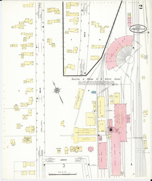 Sanborn Fire Insurance Map from Lyndonville, Caledonia County, Vermont (1912), Sheet #0002 - Historic Sanborn Fire Insurance Map Print, vintage old map wall art, antique decor, genealogy gift, Vermont Vermont map