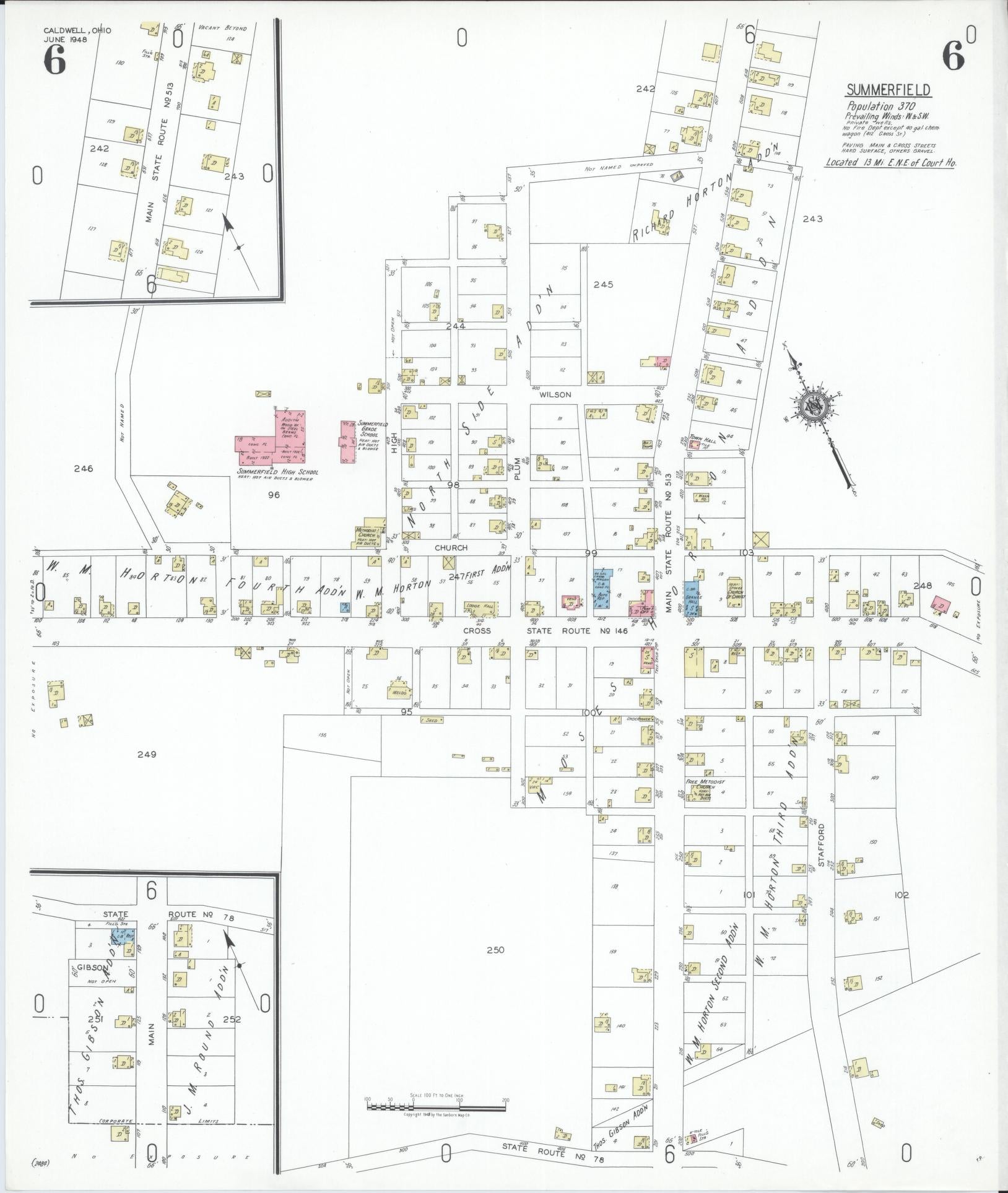Sanborn Fire Insurance Map from Caldwell, Noble County, Ohio (1948), Sheet #0006 - Historic Sanborn Fire Insurance Map Print, vintage old map wall art, antique decor, genealogy gift, Ohio Ohio map