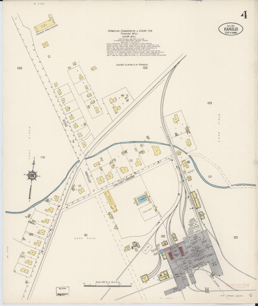 Sanborn Fire Insurance Map from Kahului, Maui County, Hawaii (1914), Sheet #0004 - Historic Sanborn Fire Insurance Map Print, vintage old map wall art, antique decor, genealogy gift, Hawaii Hawaii map