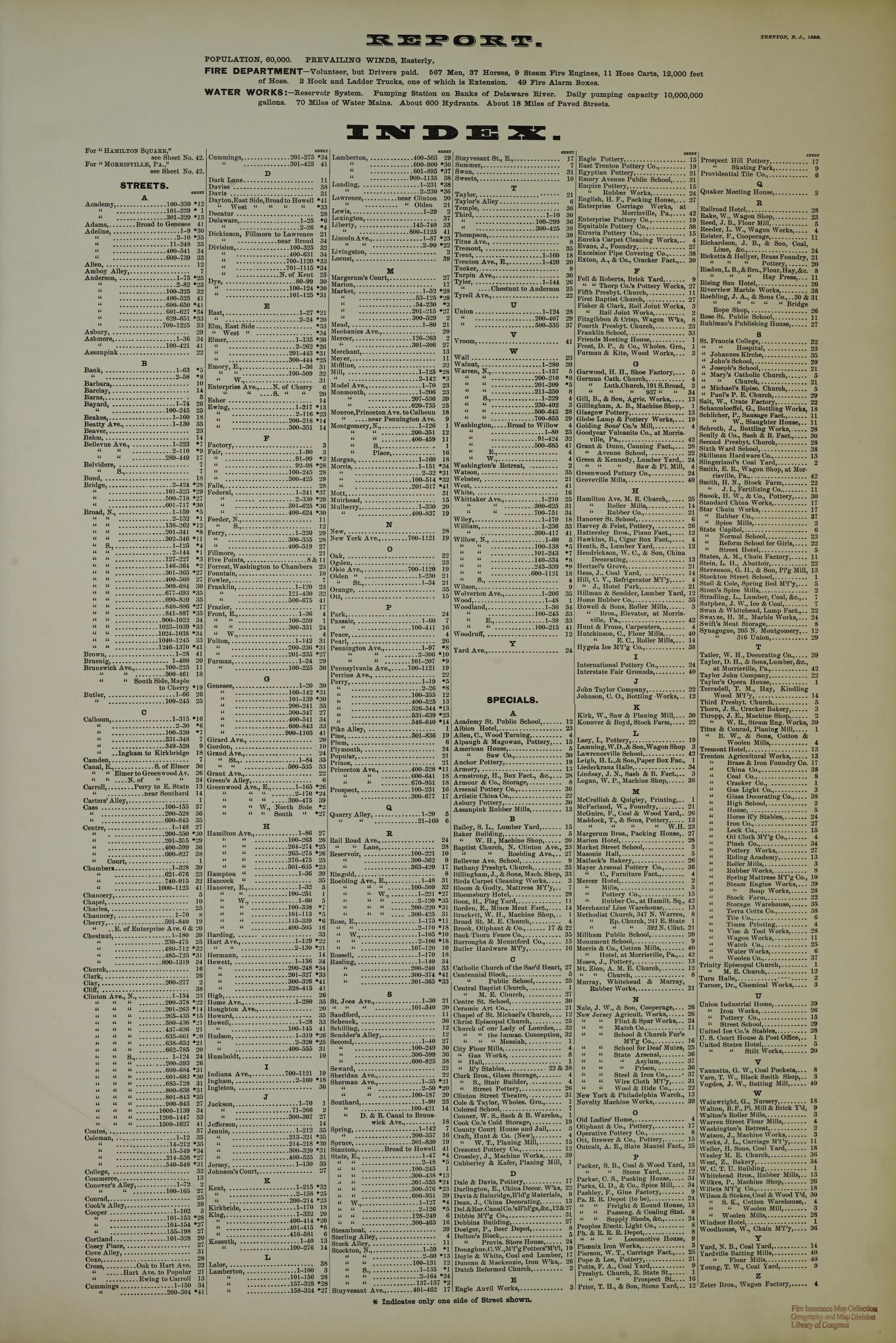Sanborn Fire Insurance Map from Trenton, Mercer County, New Jersey. (1890) – Historic Sanborn Fire Insurance Map Print