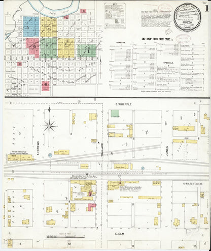 Sanborn Fire Insurance Map from Vinton, Benton County, Iowa (1899), Sheet #0001 - Historic Sanborn Fire Insurance Map Print, vintage old map wall art