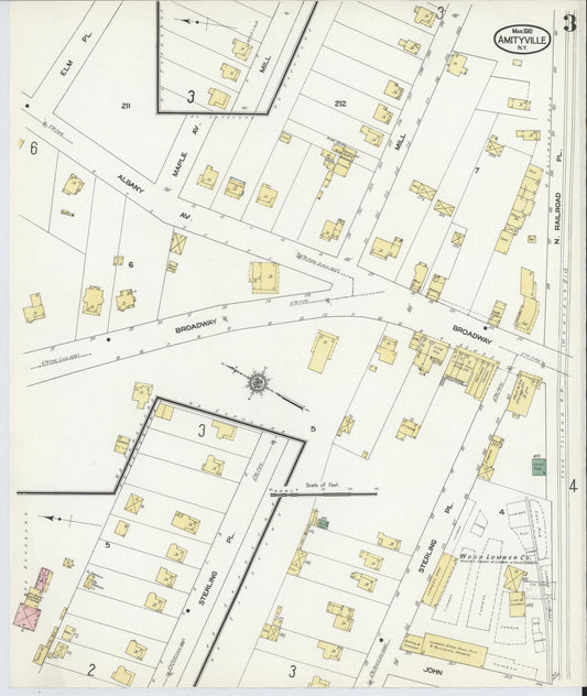 Sanborn Fire Insurance Map from Amityville, Suffolk County, New York (1910), Sheet #0003 - Historic Sanborn Fire Insurance Map Print, vintage old map wall art, antique decor, genealogy gift, New York New York map